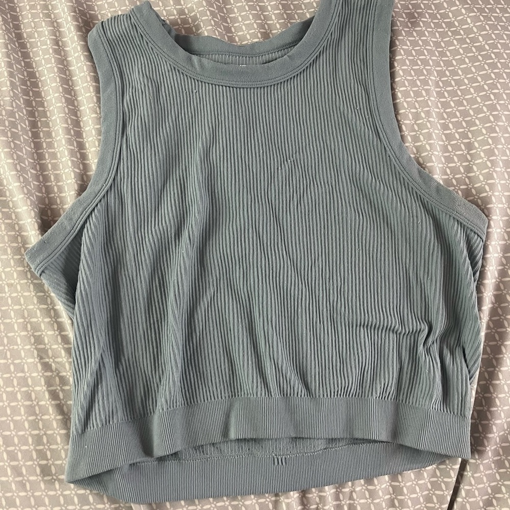 PacSun Green Ribbed Crop Tank Top
